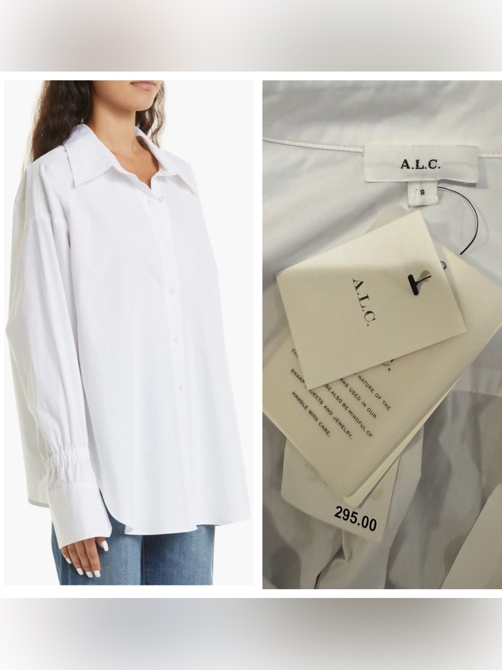 NWT! AL.C. Monica Oversize Bell Sleeve Cotton Button-Up Shirt